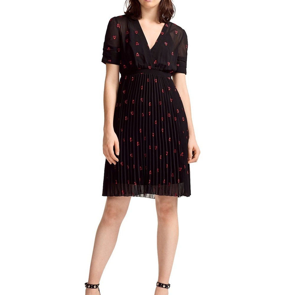 Maje rengia pleated heart embroidered dress